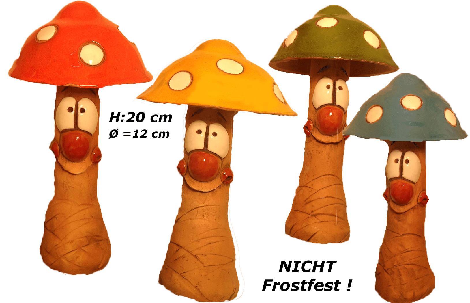 Fliegenpilz nicht frostfest -in 3 Glasuren - h 22cm