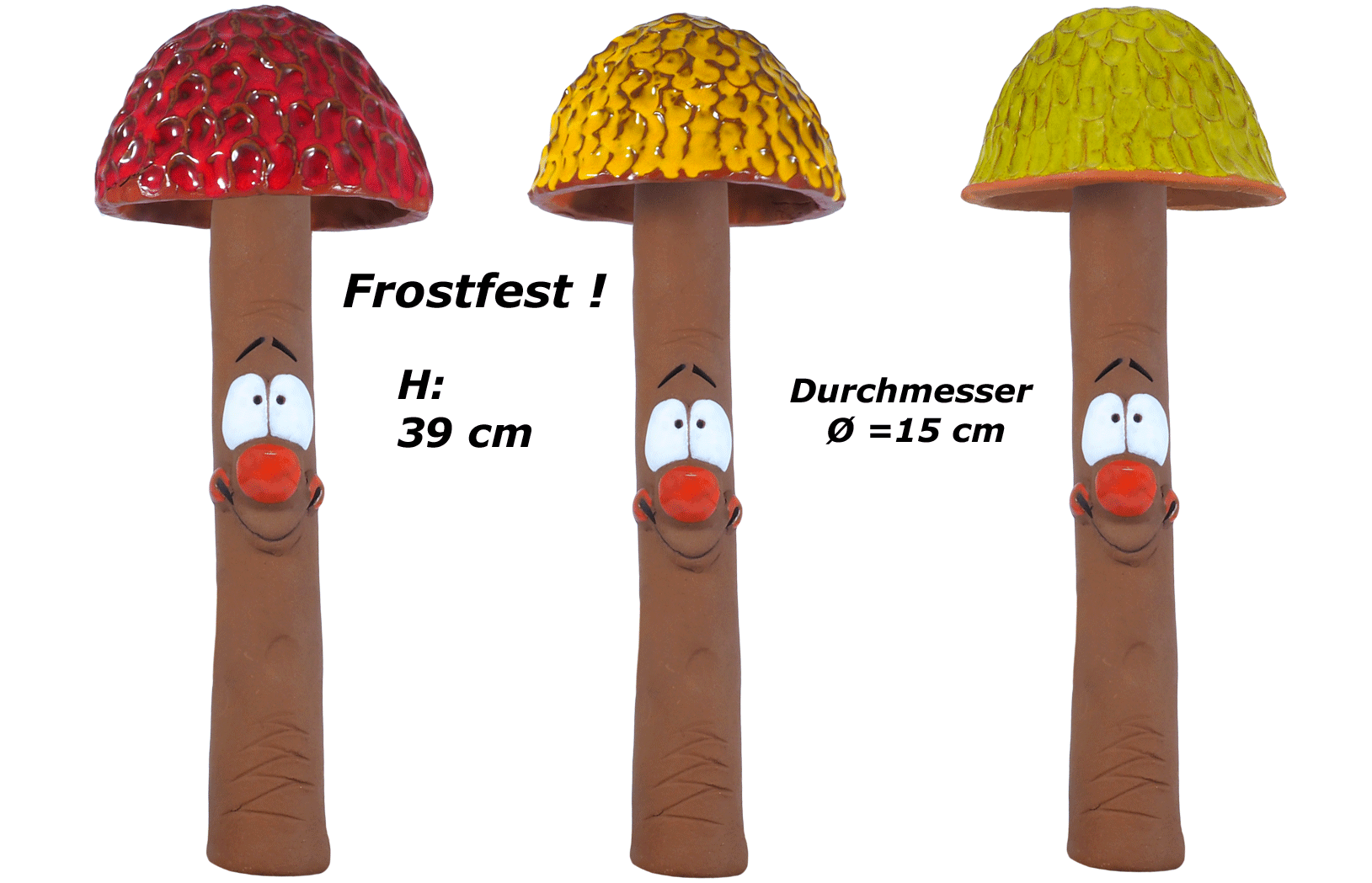 Pilz  - auf Stab aufsteckbar - in 3 Farben - frostfest - h 39cm