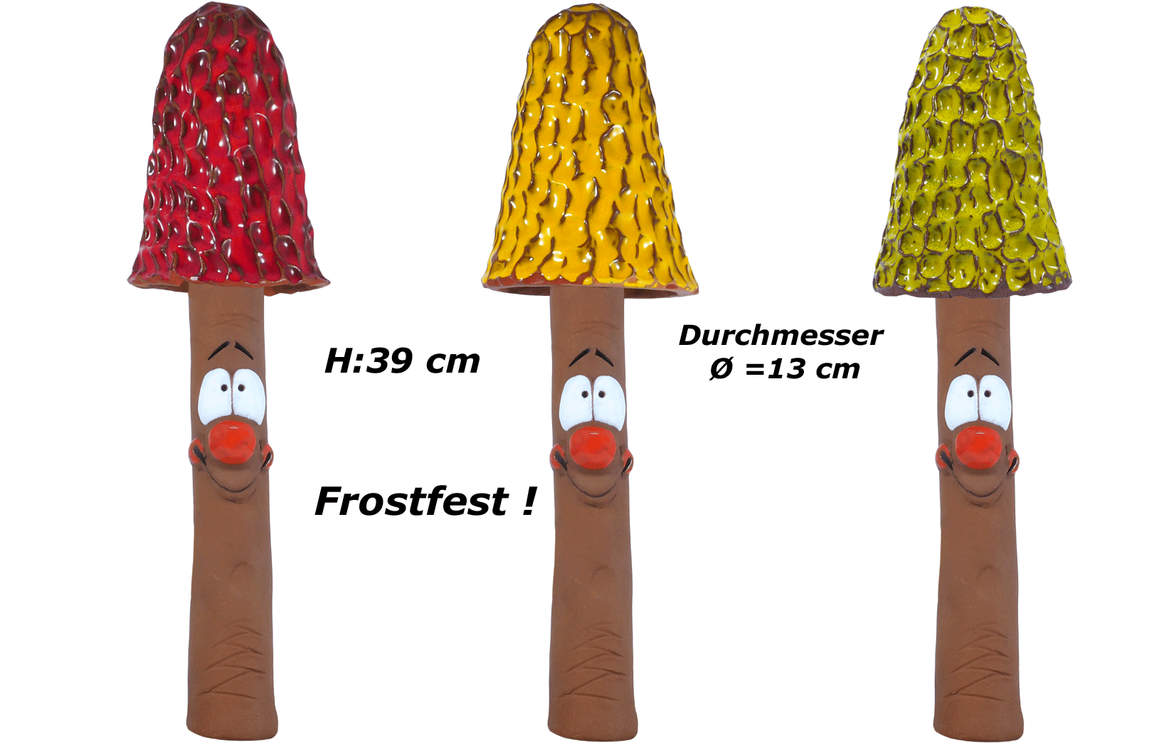 Pilz  - auf Stab aufsteckbar - in 3 Farben - frostfest - h 39cm