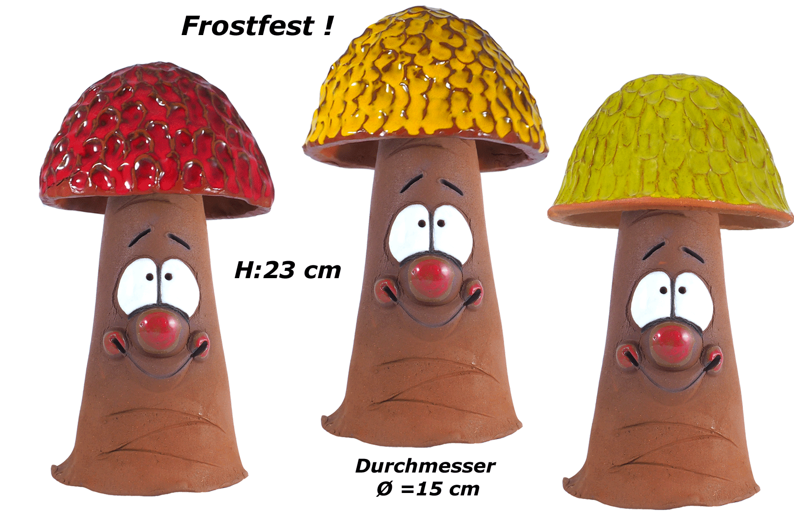 Pilz - frei stehend - frostfest -in 3 Glasuren - h 23cm d15cm