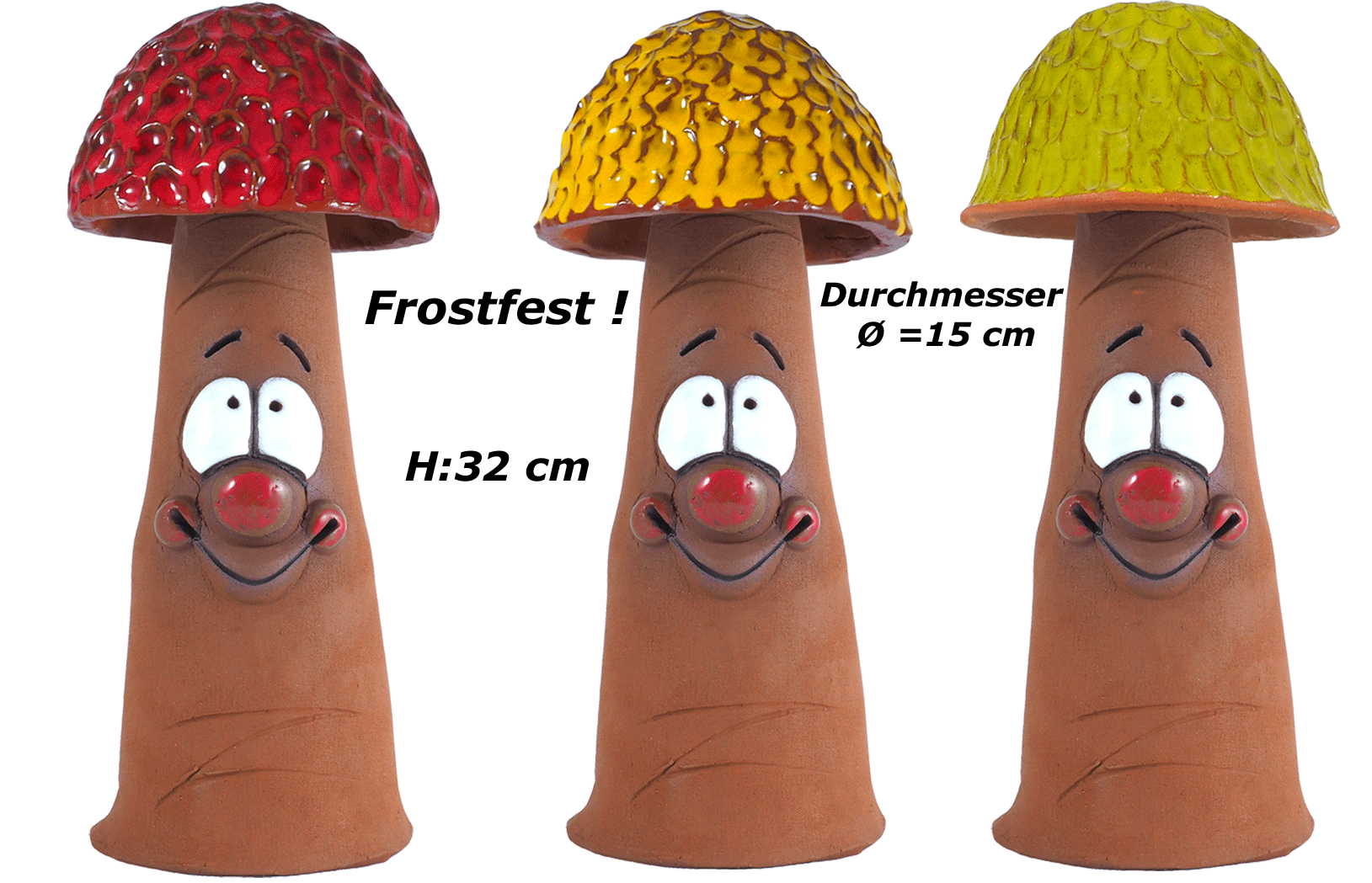 Pilz - frei stehend - frostfest -in 3 Glasuren - h 32cm d15cm