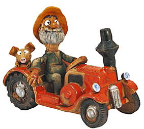 Petterson auf Lanz Traktor - Räucherfigur