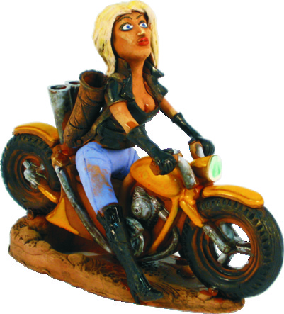 Amazone - Raeucherfigur -Motorrad - Bikerin