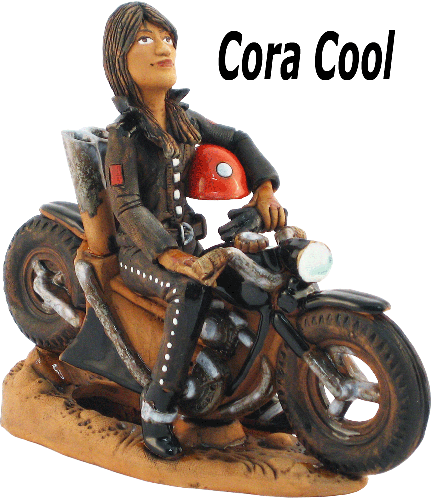 Cora Cool - Motorrad Reaucherfigur