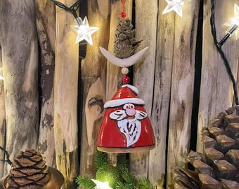 Santa Claus Windglöckchen mit Ornamentseil+Zapfen Santa Claus Windglöckchen mit Ornamentseil+Zapfen