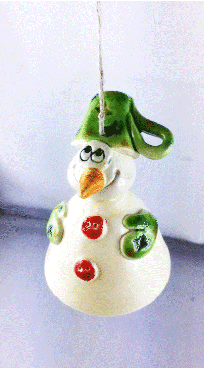 Schneemann Glöckchen mit grünem Hut