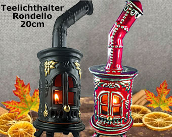 Teelichthalter-Ofen Rondello in 2 Farben - 20cm hoch - Rund