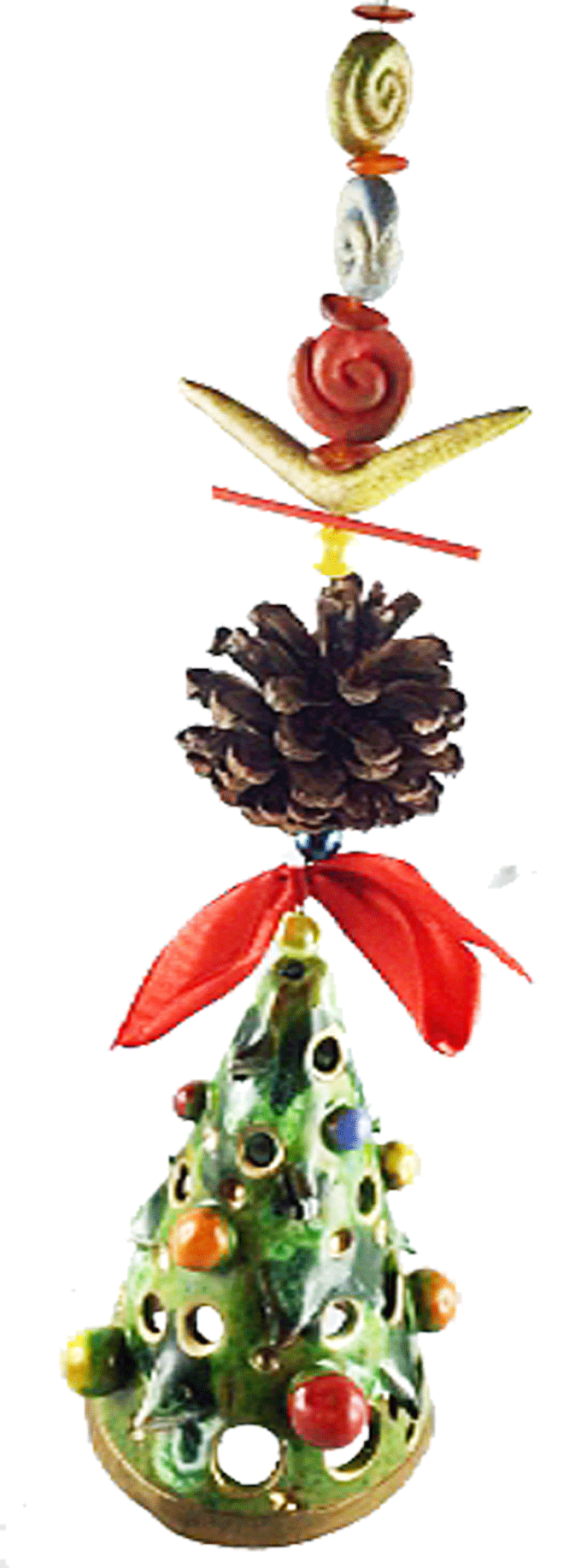 x-mas Windglckchen Tannenbaum mit Zapfen+Ornamentseil